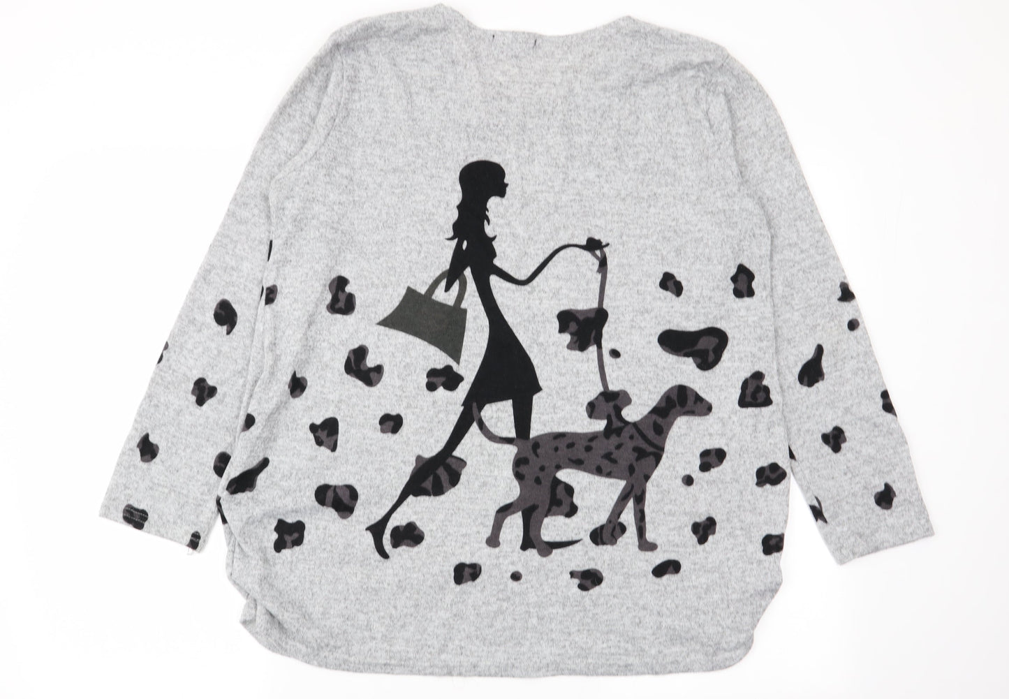 kranti Womens Grey Animal Print  Basic T-Shirt One Size