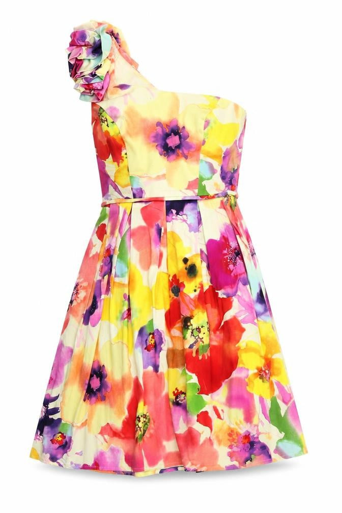 Sophia Womens Pink Geometric  Fit & Flare  Size 10