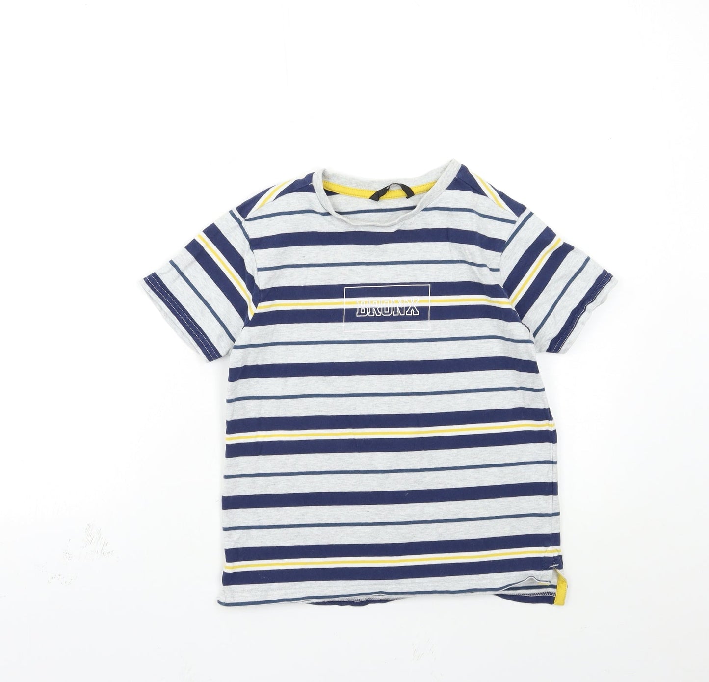 George Boys Grey Striped  Basic T-Shirt Size 8-9 Years