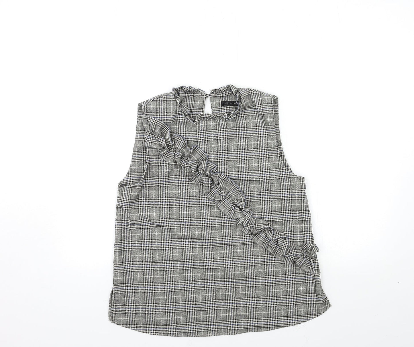 Zara Womens Green Check  Basic Tank Size M