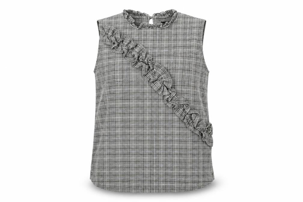 Zara Womens Green Check  Basic Tank Size M