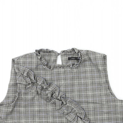 Zara Womens Green Check  Basic Tank Size M