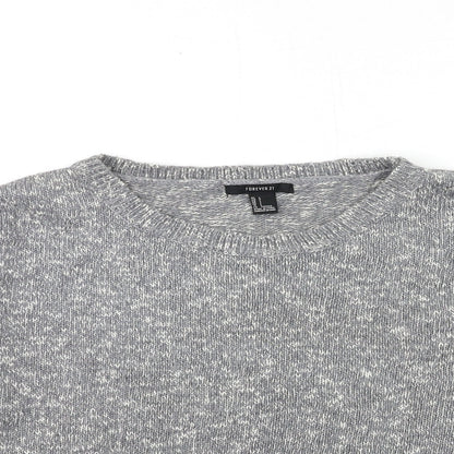 Preloved FOREVER 21 Womens Grey  Knit Pullover Jumper Size L - Detail