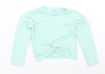 Preloved Matalan Girls Blue   Pullover Jumper Size 4 Years - Front
