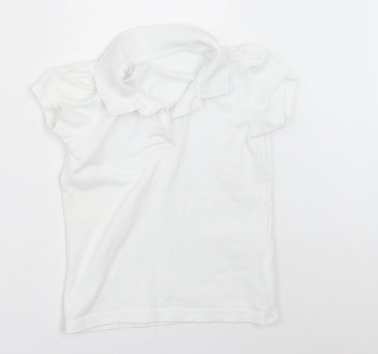 George Girls White   Basic Polo Size 5-6 Years  - school