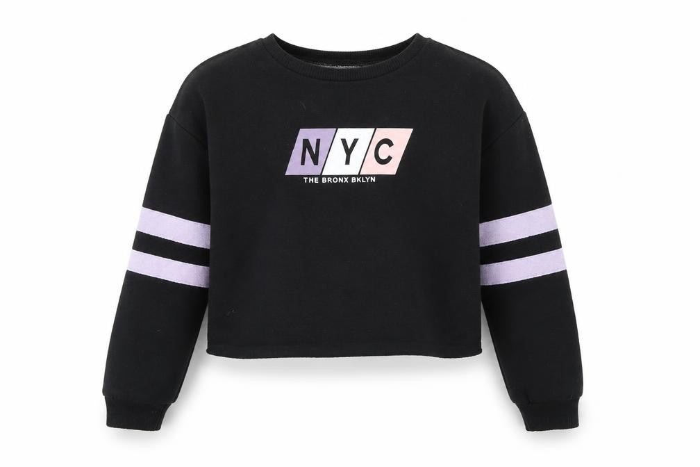 New Look Girls Black Striped  Pullover Sweatshirt Size 12-13 Years