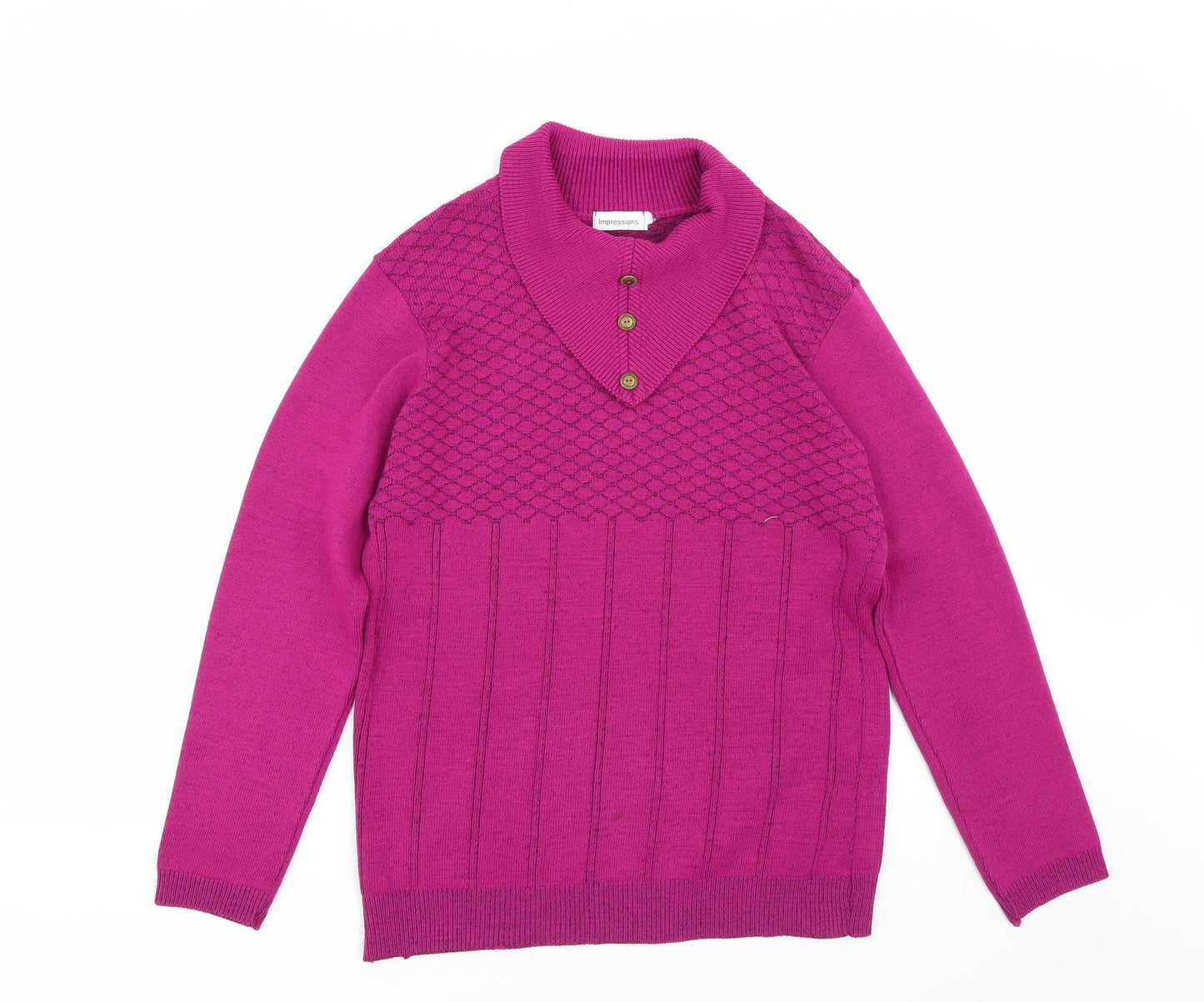 Impressions Womens Purple Striped  Pullover Jumper Size M