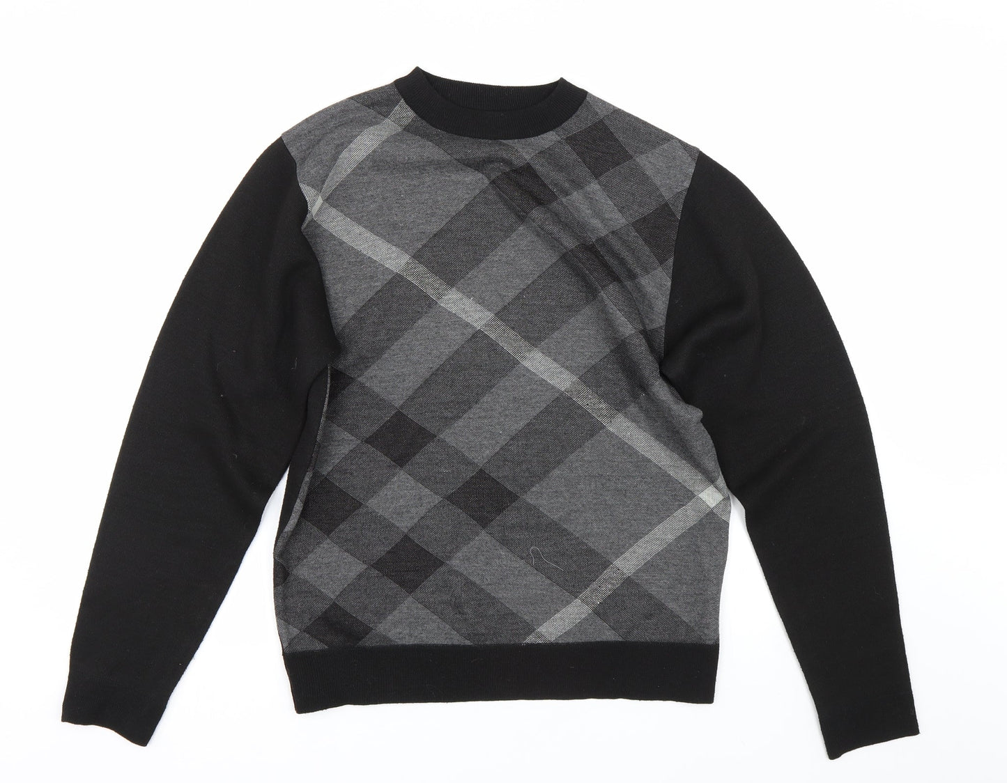 JJ Willis Mens Black Plaid  Pullover Jumper Size L