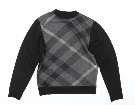 JJ Willis Mens Black Plaid  Pullover Jumper Size L