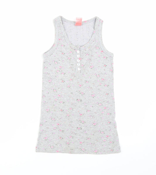 Milk & Honey Girls Grey Floral  Top Pyjama Top Size 7-8 Years