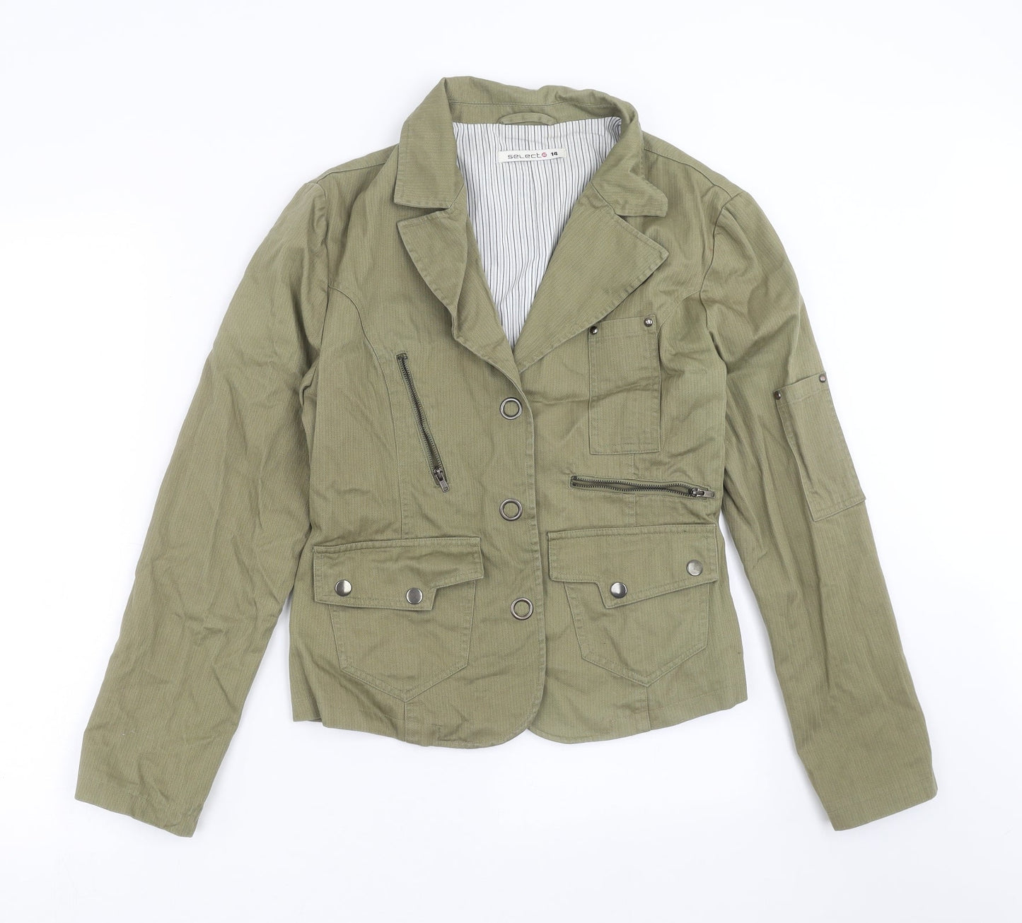 Select Womens Green Herringbone  Jacket  Size 14