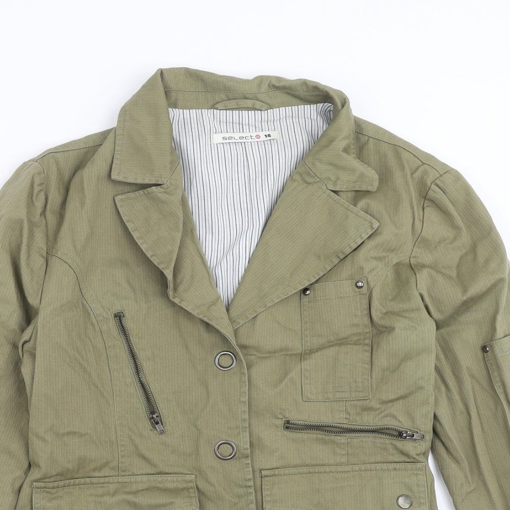 Select Womens Green Herringbone  Jacket  Size 14