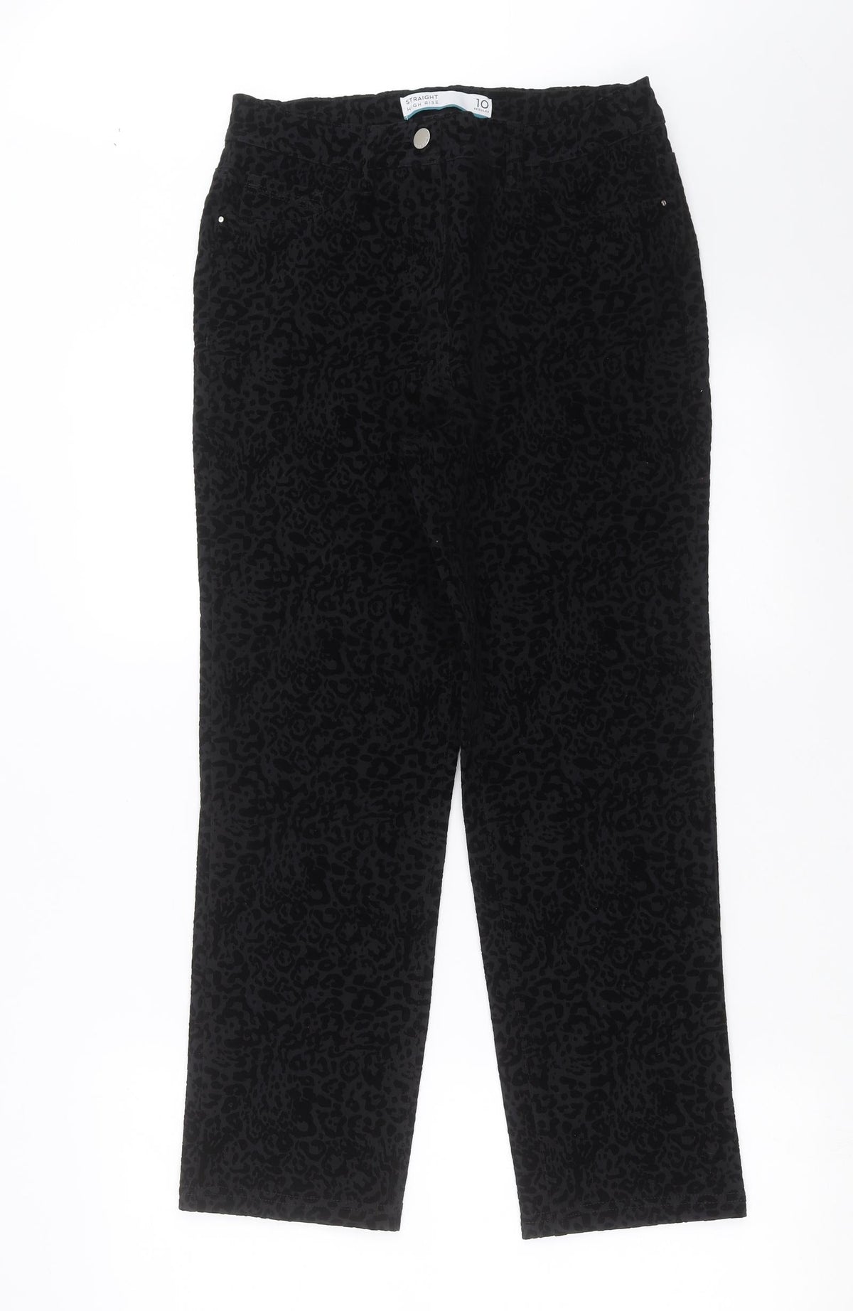 NEXT Womens Black Animal Print  Trousers  Size 10 L25 in