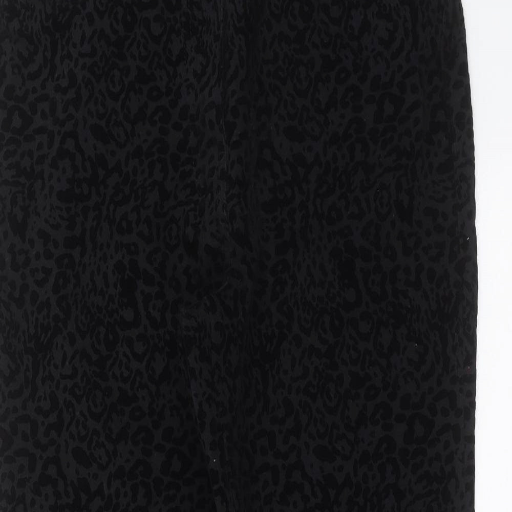 NEXT Womens Black Animal Print  Trousers  Size 10 L25 in