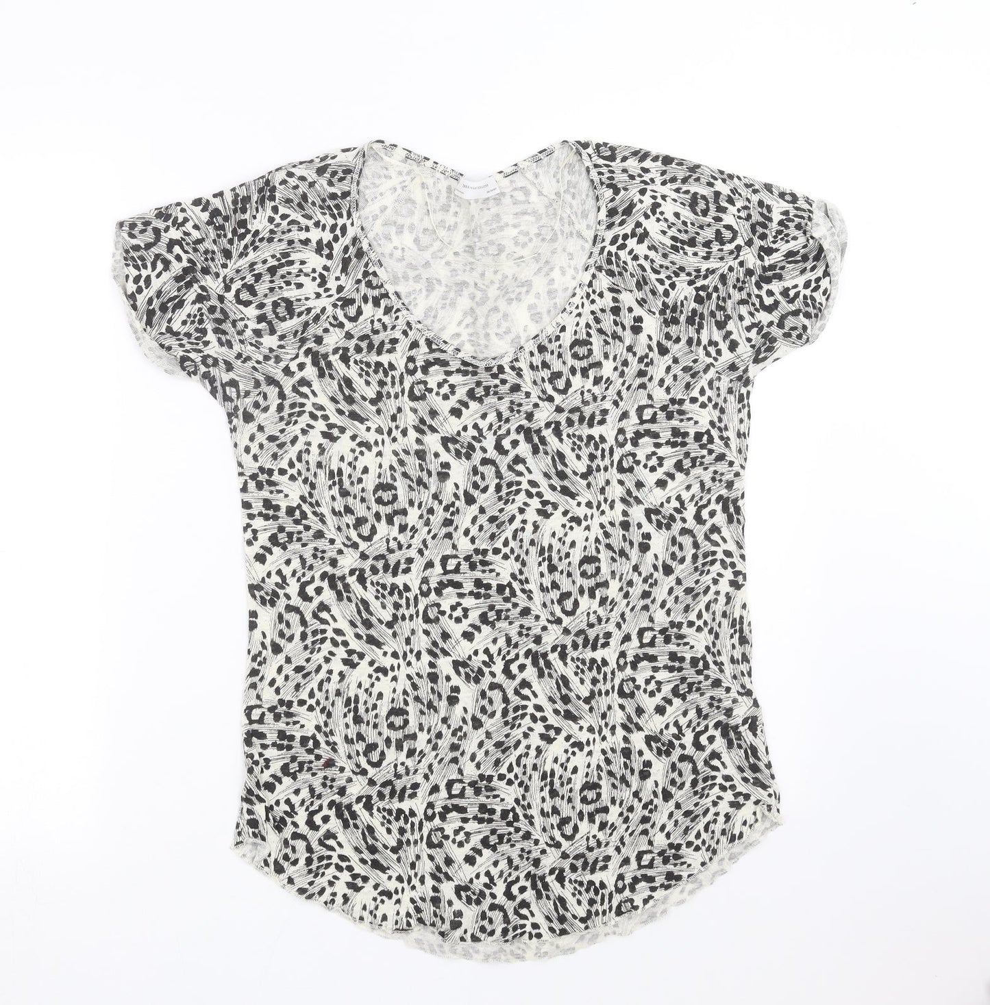 Zara Womens Beige Geometric  Basic T-Shirt Size M