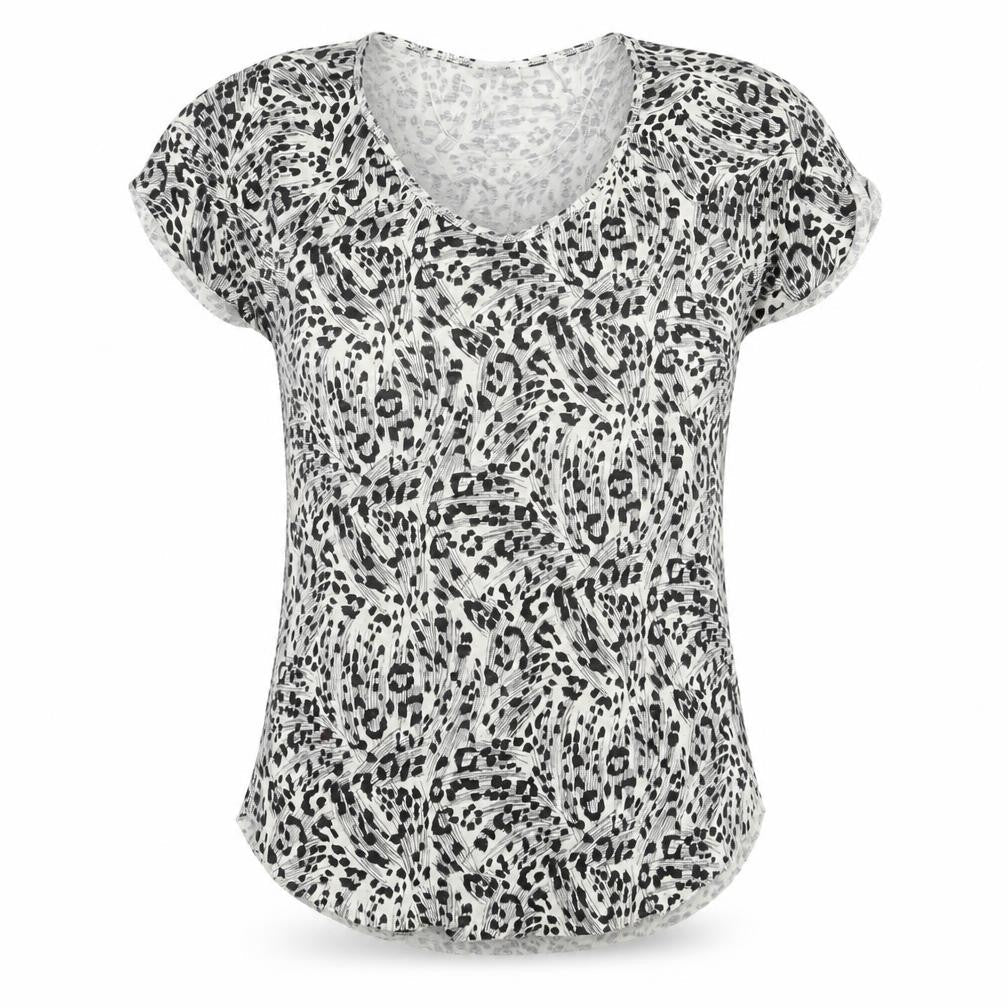Zara Womens Beige Geometric  Basic T-Shirt Size M