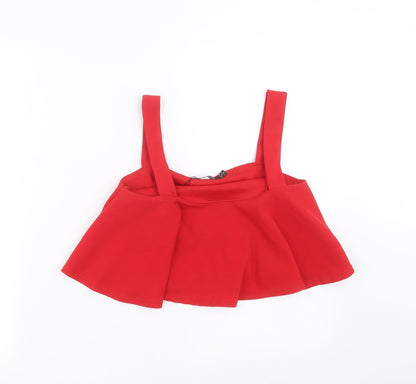 PRETTYLITTLETHING Womens Red   Cropped Blouse Size 8