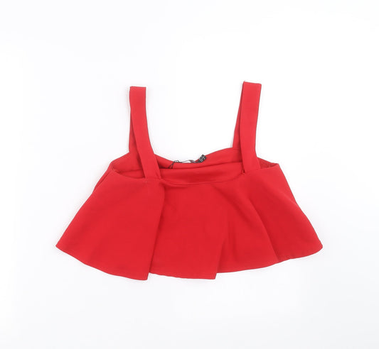 PRETTYLITTLETHING Womens Red   Cropped Blouse Size 8