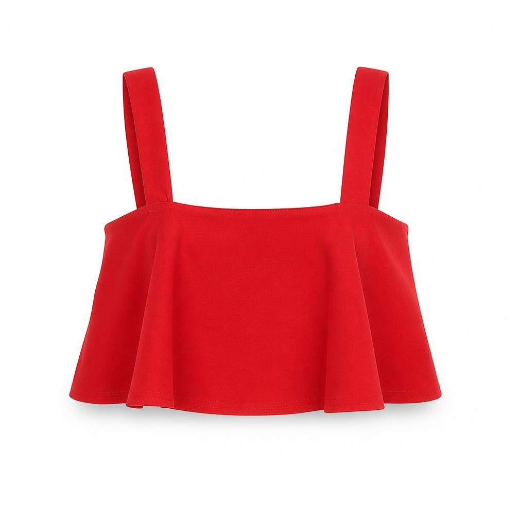 PRETTYLITTLETHING Womens Red   Cropped Blouse Size 8