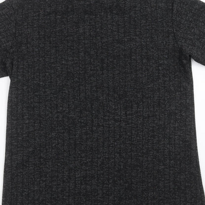 Preloved Missguided Womens Grey Striped Knit Pullover Jumper Size S - Label