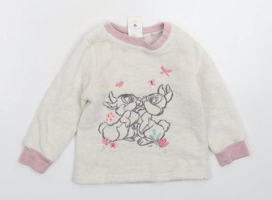 Disney Girls White Solid  Top Pyjama Top Size 3 Years