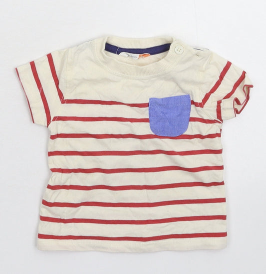 John Lewis Baby White Striped  Basic T-Shirt Size 3-6 Months