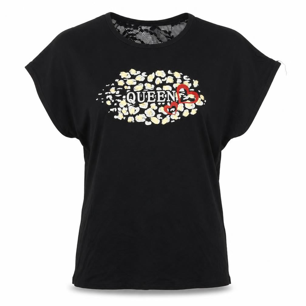 Country Casuals Womens Black Basic T-Shirt Size L - Queen