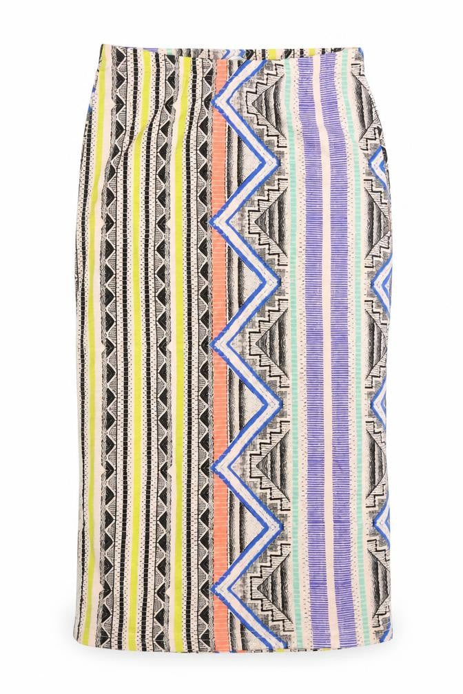 Glamorous Womens Beige Geometric  A-Line Skirt Size 10
