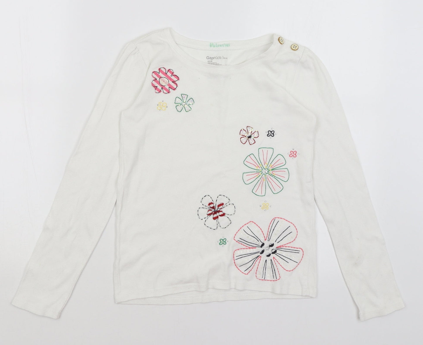 Gap Kids Girls White   Basic T-Shirt Size 10 Years