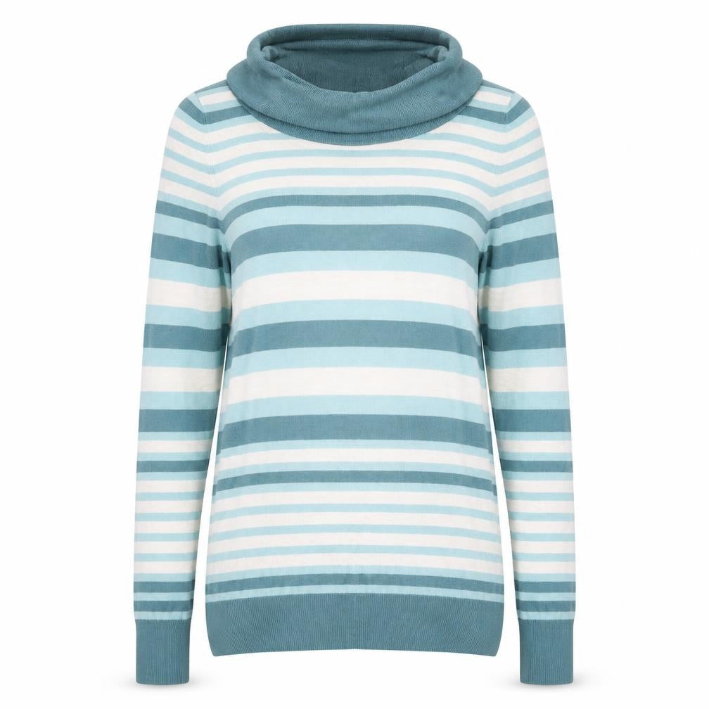 Marks & Spencer Womens Green Striped Knit Pullover Jumper Size 10
