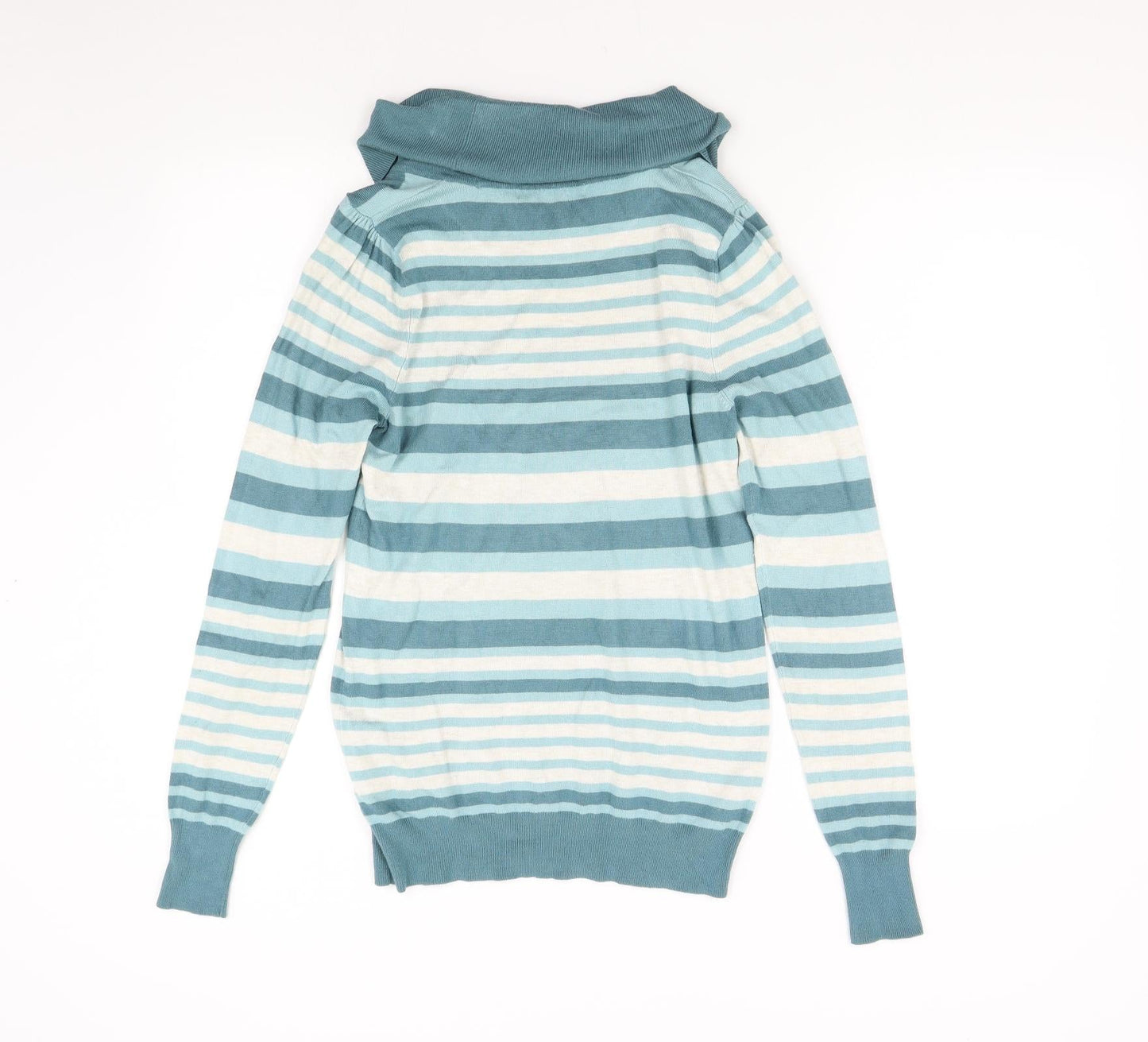 M&S Womens Green Striped Knit Pullover Jumper Size 10