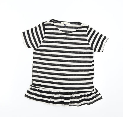 Blonde + Blonde Womens Multicoloured Striped  Basic T-Shirt Size 8