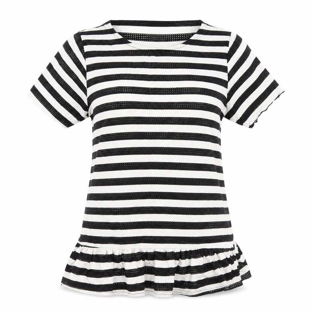 Blonde + Blonde Womens Multicoloured Striped  Basic T-Shirt Size 8