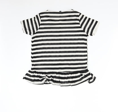 Blonde + Blonde Womens Multicoloured Striped  Basic T-Shirt Size 8