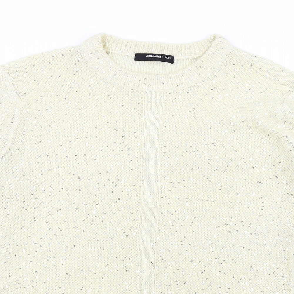 AKD-A-WEST Womens Beige  Knit Pullover Jumper Size 14
