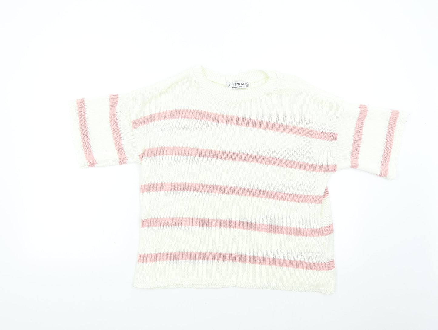 In the Style Womens Pink Striped Knit Pullover Jumper Size 8