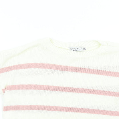 In the Style Womens Pink Striped Knit Pullover Jumper Size 8