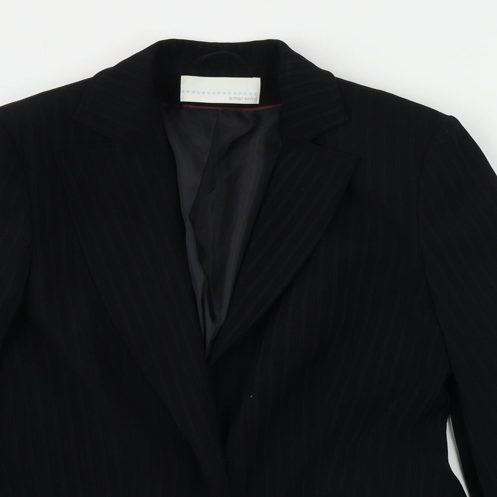 AMARANTO  Womens Black Striped  Jacket Blazer Size 12