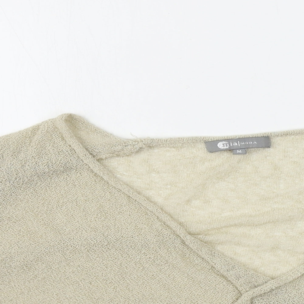 Mia Moda Womens Beige   Cardigan Jumper Size M
