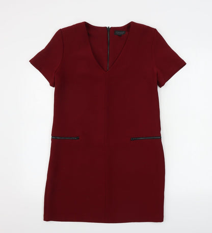 Preloved Topshop  Womens Red   A-Line  Size 8 - Front