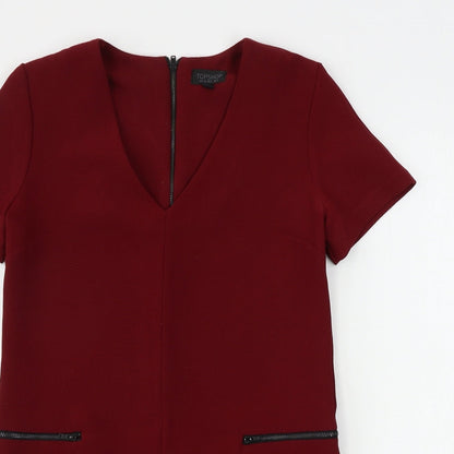 Preloved Topshop  Womens Red   A-Line  Size 8 - Detail