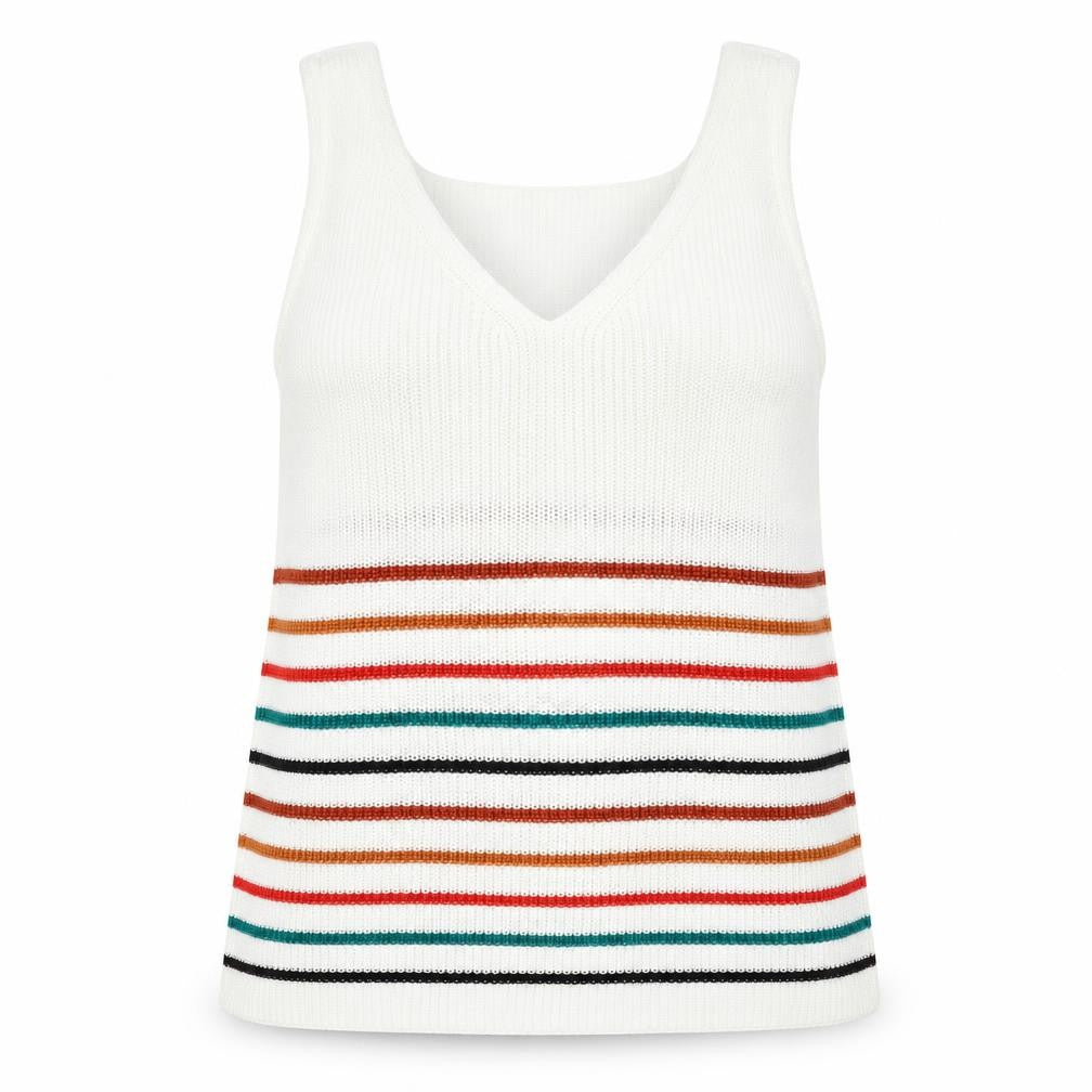 Preworn  Womens White Striped  Pullover Jumper Size XL