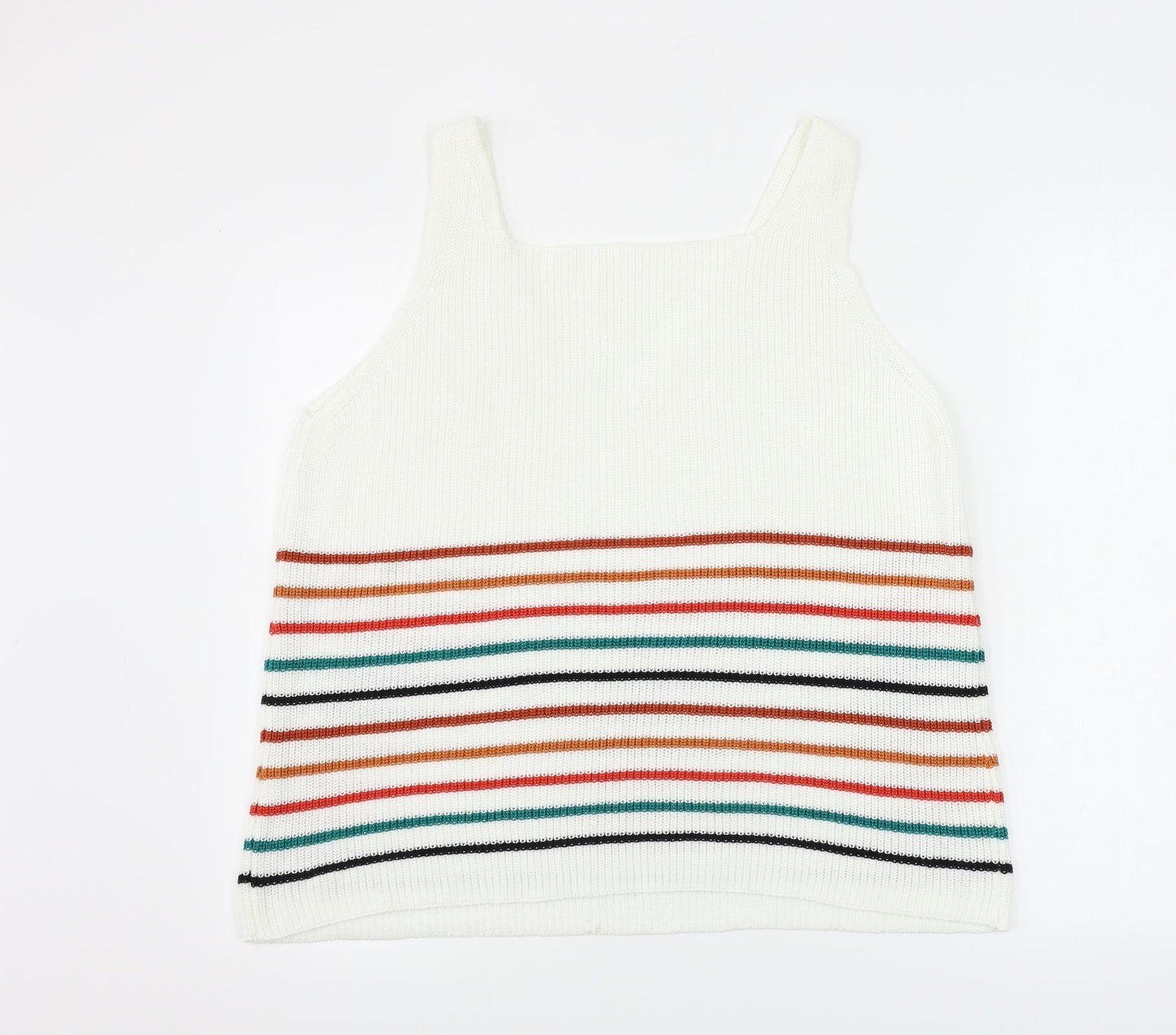 Preworn  Womens White Striped  Pullover Jumper Size XL