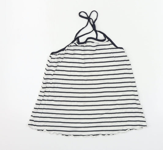 H&M  Girls White Striped  Basic T-Shirt Size 8-9 Years