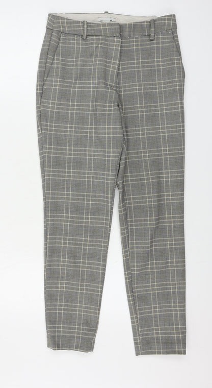 H&M  Womens Beige Check  Trousers  Size 6 L25 in