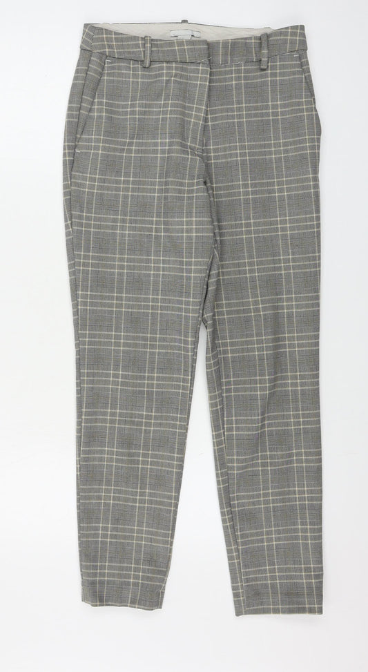 H&M  Womens Beige Check  Trousers  Size 6 L25 in