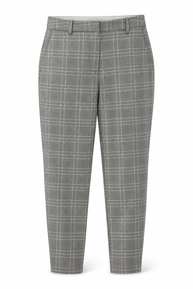 H&M  Womens Beige Check  Trousers  Size 6 L25 in