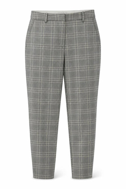 H&M  Womens Beige Check  Trousers  Size 6 L25 in