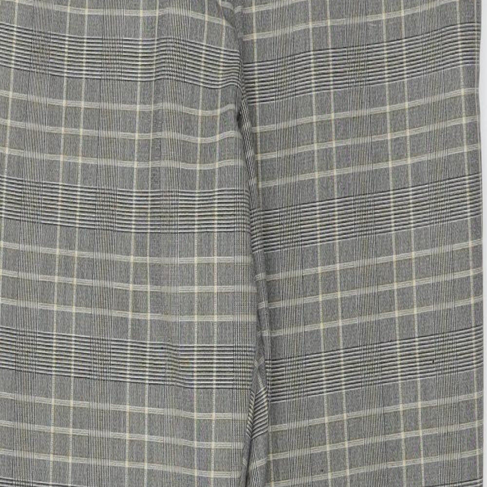 H&M  Womens Beige Check  Trousers  Size 6 L25 in