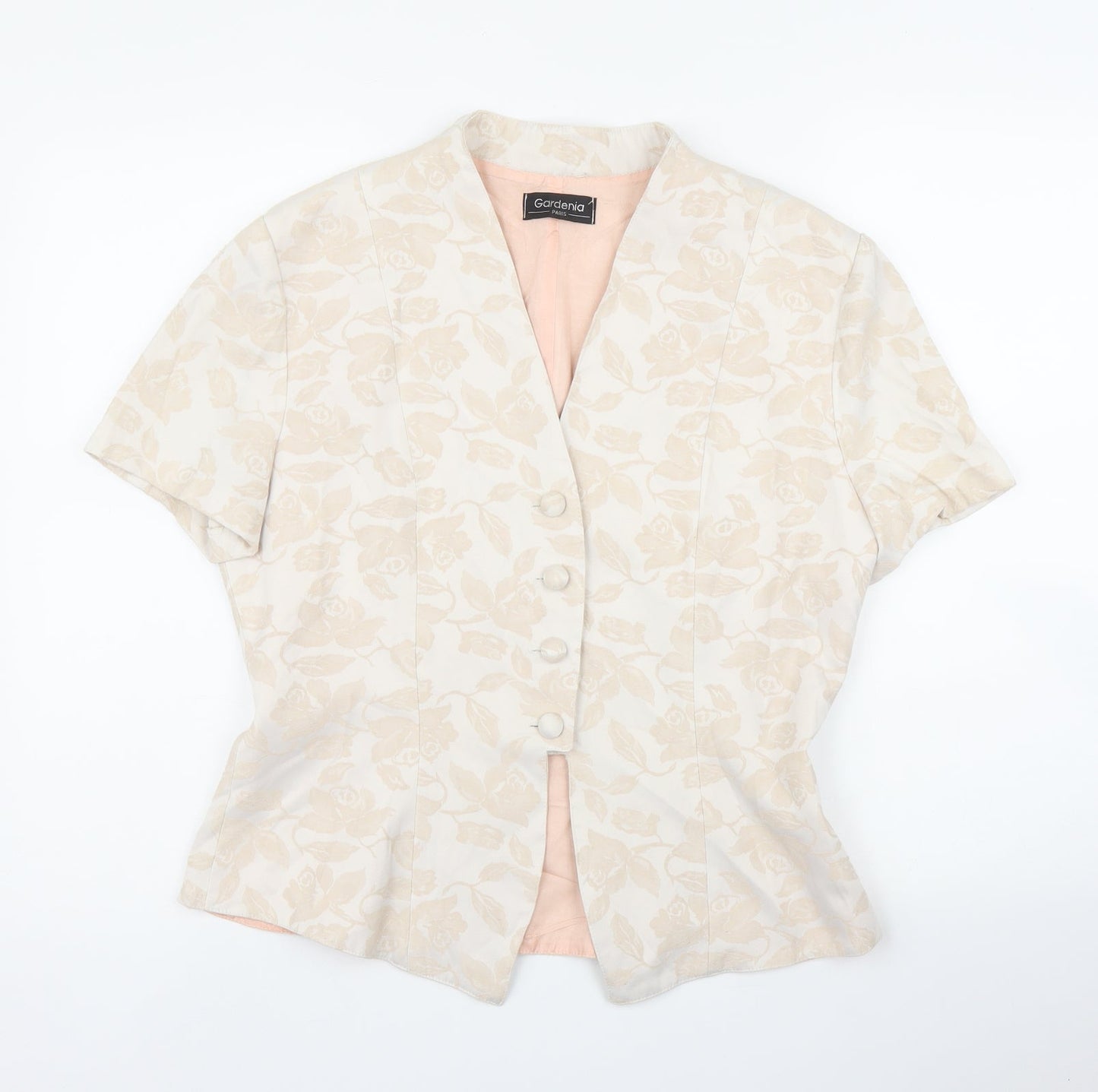 Gardenia Womens Pink Floral  Basic Blouse Size M